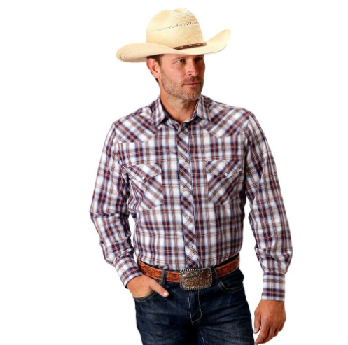 01-001-0101-2005 Roper Mns Amarillo Collection L/S Plaid Wine