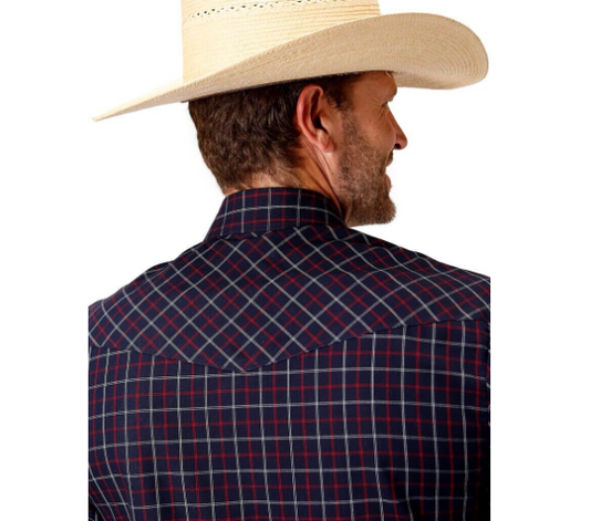 01-001-0101-2008 Roper Mns Amarillo Collection L/S Plaid Blue