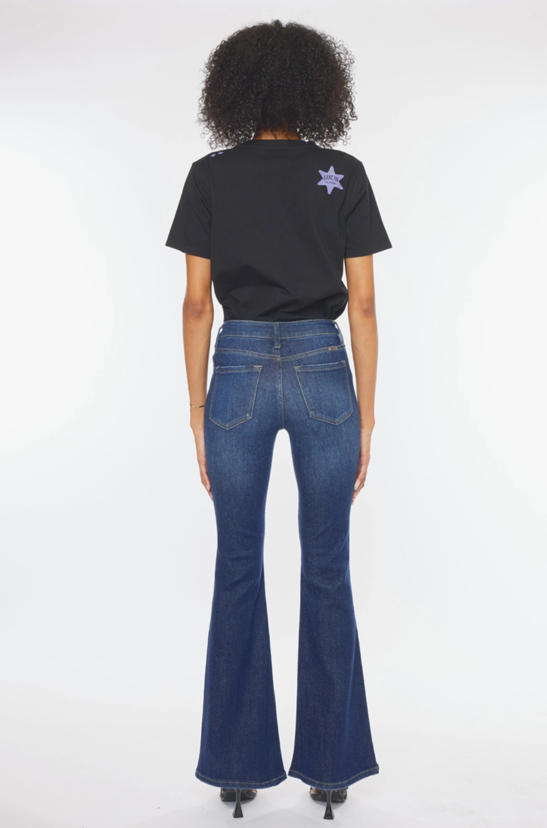 KC7189D Kan Can USA Women's High Rise Flare Jean