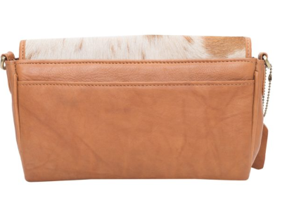 B70083 Cowhide Small Flap Bag Tan & White Italy