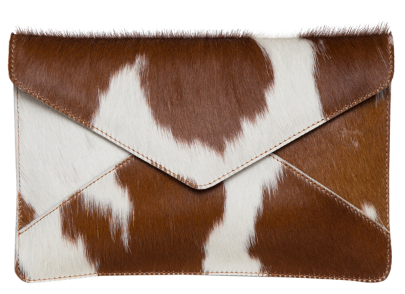 ENV02 Cowhide Envelope Clutch Tan & White