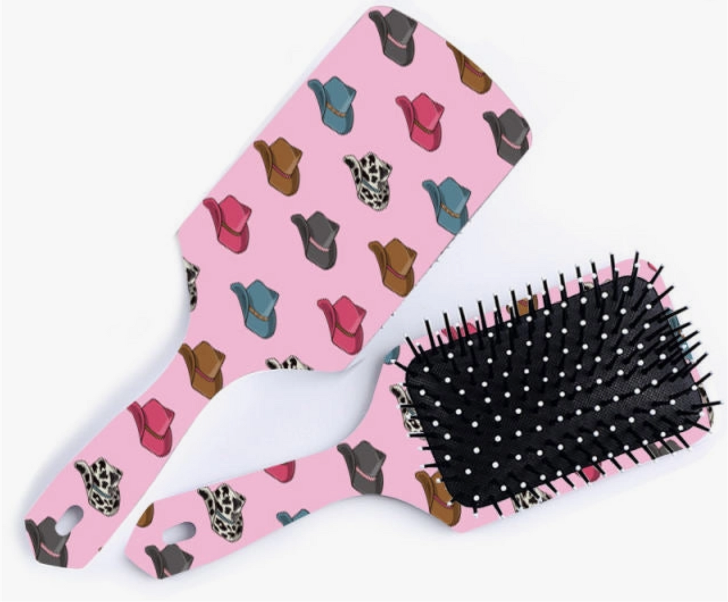 BRUSH005 USA Pink Cowboy Hat Hairbrush