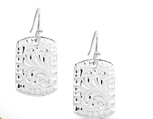 ER5394 Montana West Silver Rectangle Earrings