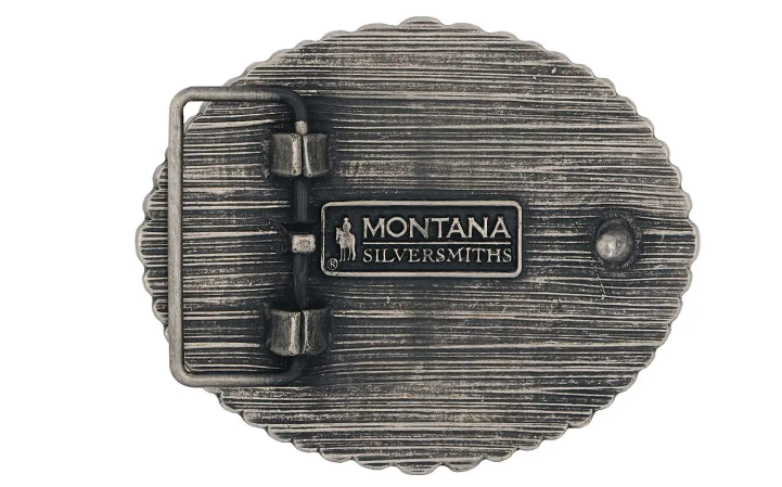 A972S Montana West Rustic Barbed Wire Longhorn Buckel