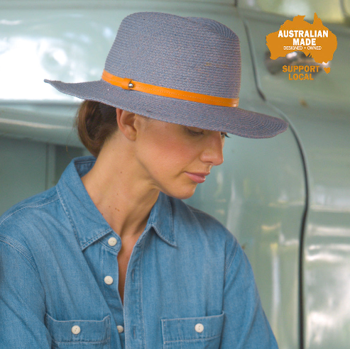 TM554 Tina M Kathleen Raffia Denim Hat