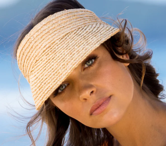 TM515 Tina M Braided Raffia Visor Hat Natural