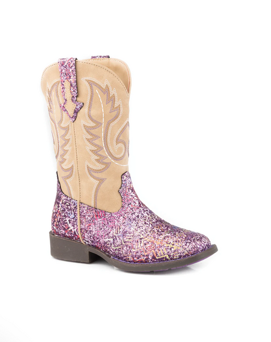 09-018-1225-3361 Roper Little Kids Southwest Glitter Purple Glitter/ Tan