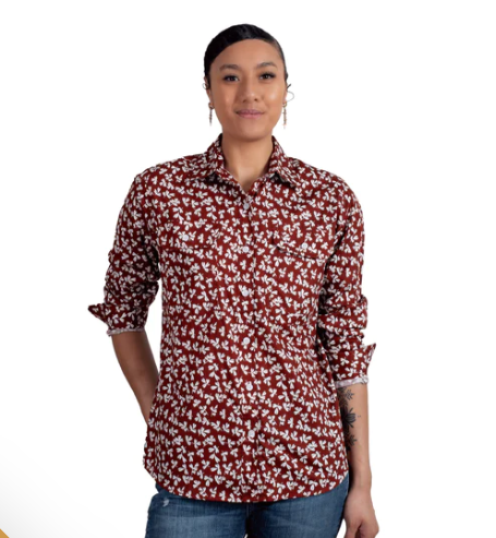 WWLS2414 Just Country Women's Abbey Workshirt Cinnamon Leaves