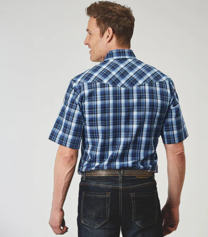 01-002-0101-3008 Roper Men's Karman Classic 55/45 Collection Plaid Blue