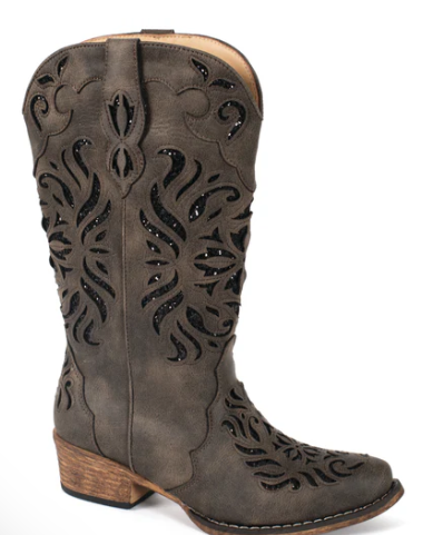 09-021-1566-3401 Roper Women's Riley Glitz Grey/Black Glitter