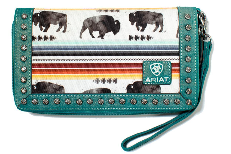 A770015897 Ariat Clutch Wallet Buffalo Print