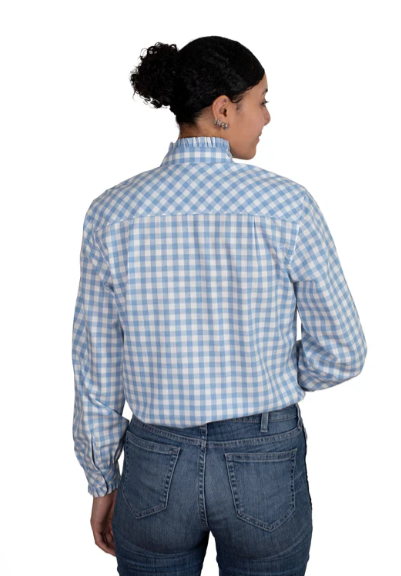WWLS2446 Just Country Women's Abbey Frills Blue Check