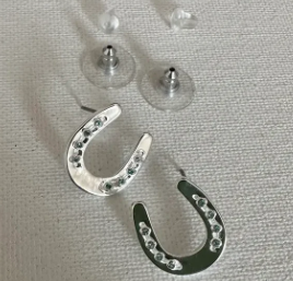 CYW-304 Horseshoe Aqua Stone Stud Earrings