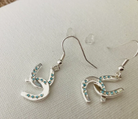 CYW-301 Horseshoe Aqua Stone Earrings