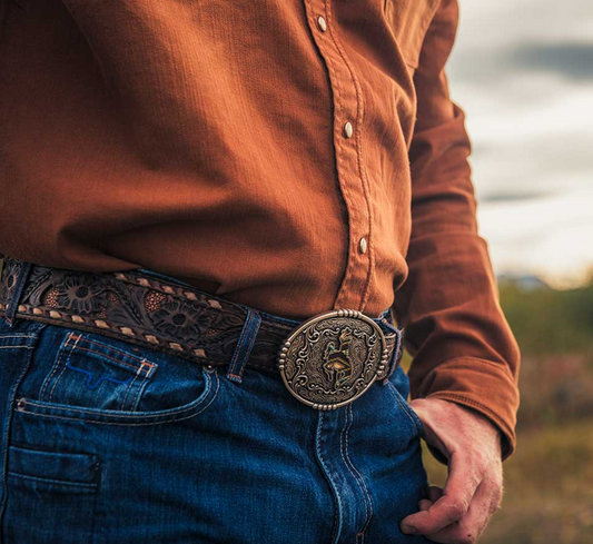 A988S Montana Silversmiths Sunrise Bronc Attitude Buckle
