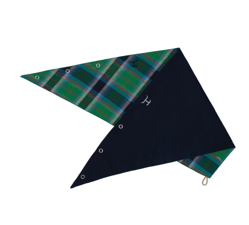 SCF2465 Just Country Carle Double Sided Scarf - Ivy Lurex Plaid/ Navy