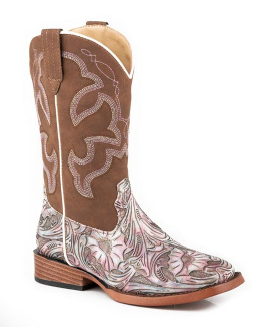 09-018-1901-3374 Roper Kids Raya White Floral/ Brown