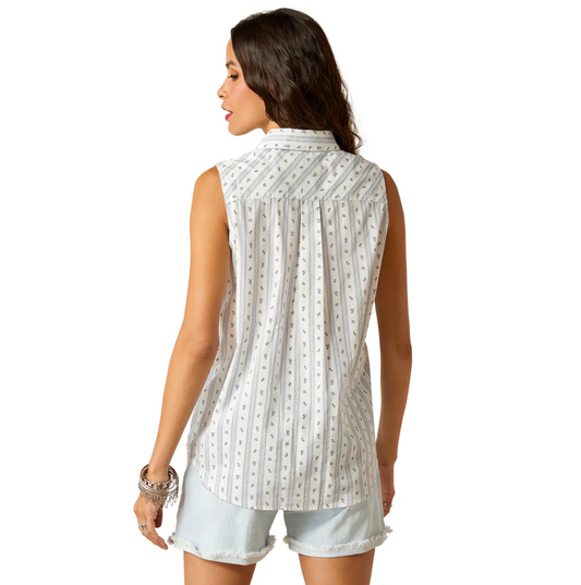 10051377 Ariat Women's Billie Jean Sleeveless Shirt Mama's Floral Stripe