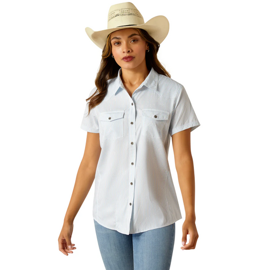 10051373 Ariat Women's Western Ventek SS Shirt Distressed Stripe