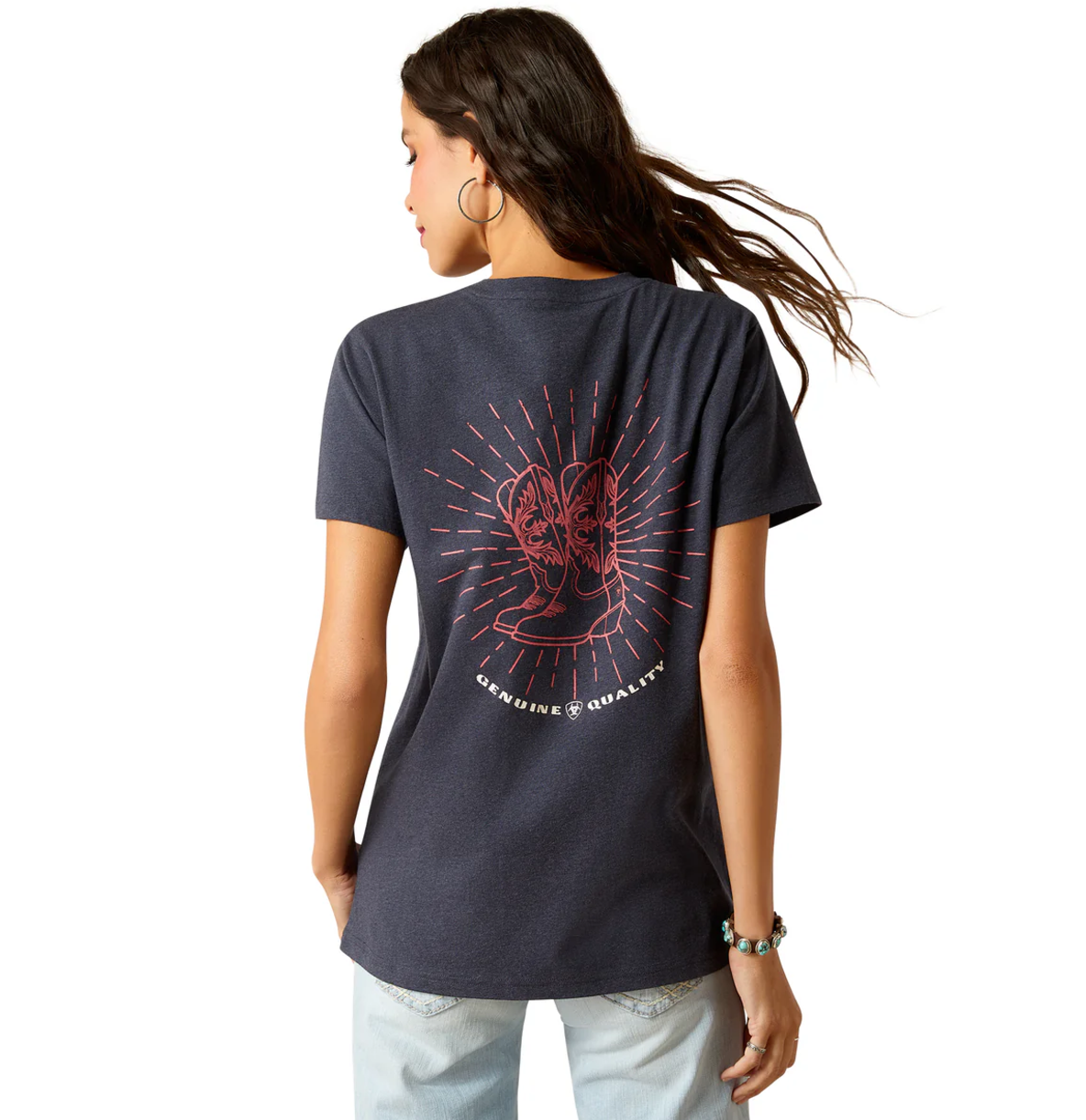 10051297 Ariat Women's Genuine SS Tee Admirality Blue Heather