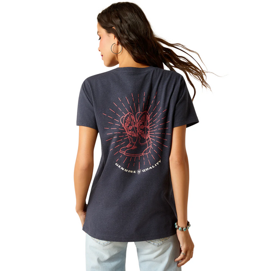 10051297 Ariat Women's Genuine SS Tee Admirality Blue Heather