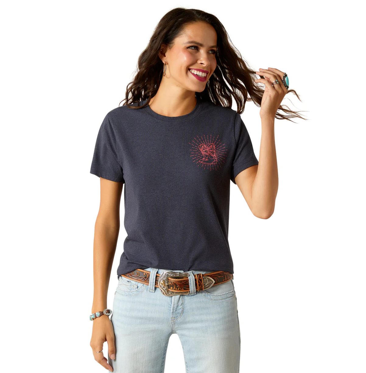 10051297 Ariat Women's Genuine SS Tee Admirality Blue Heather