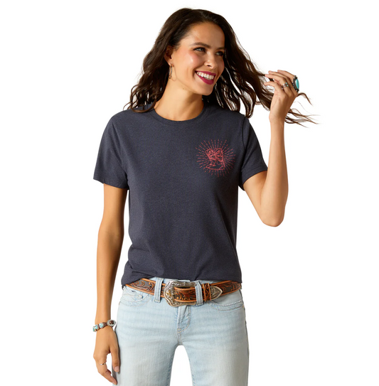 10051297 Ariat Women's Genuine SS Tee Admirality Blue Heather