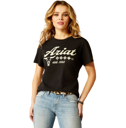 10052041 Ariat Women's Established Boot Co SS Tee Black