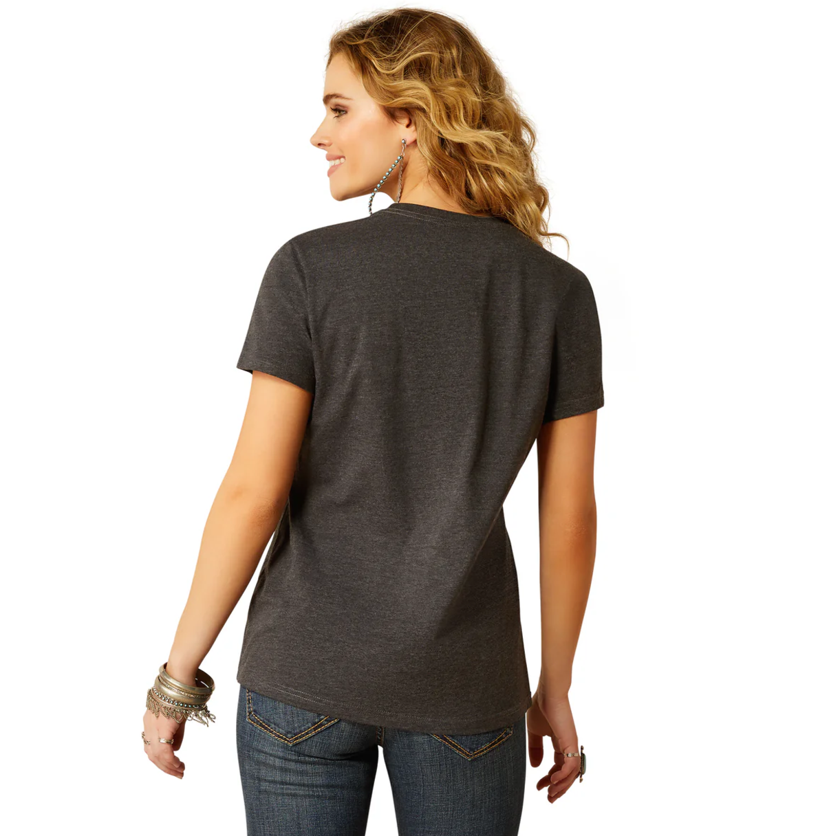 10052042 Ariat Women's Southwest Classic SS Tee Charcoal Heather