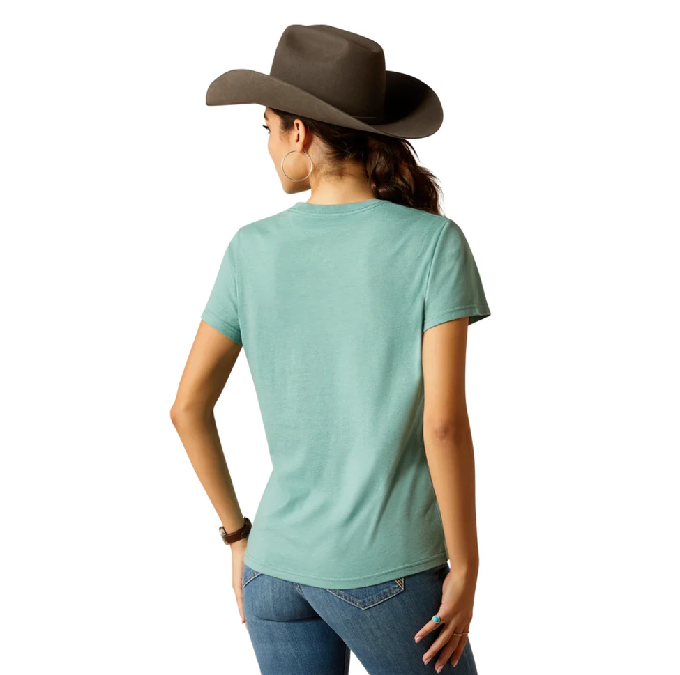 10052546 Ariat Women's Wholesome Heffers SS Tee Ocean Blue Heather