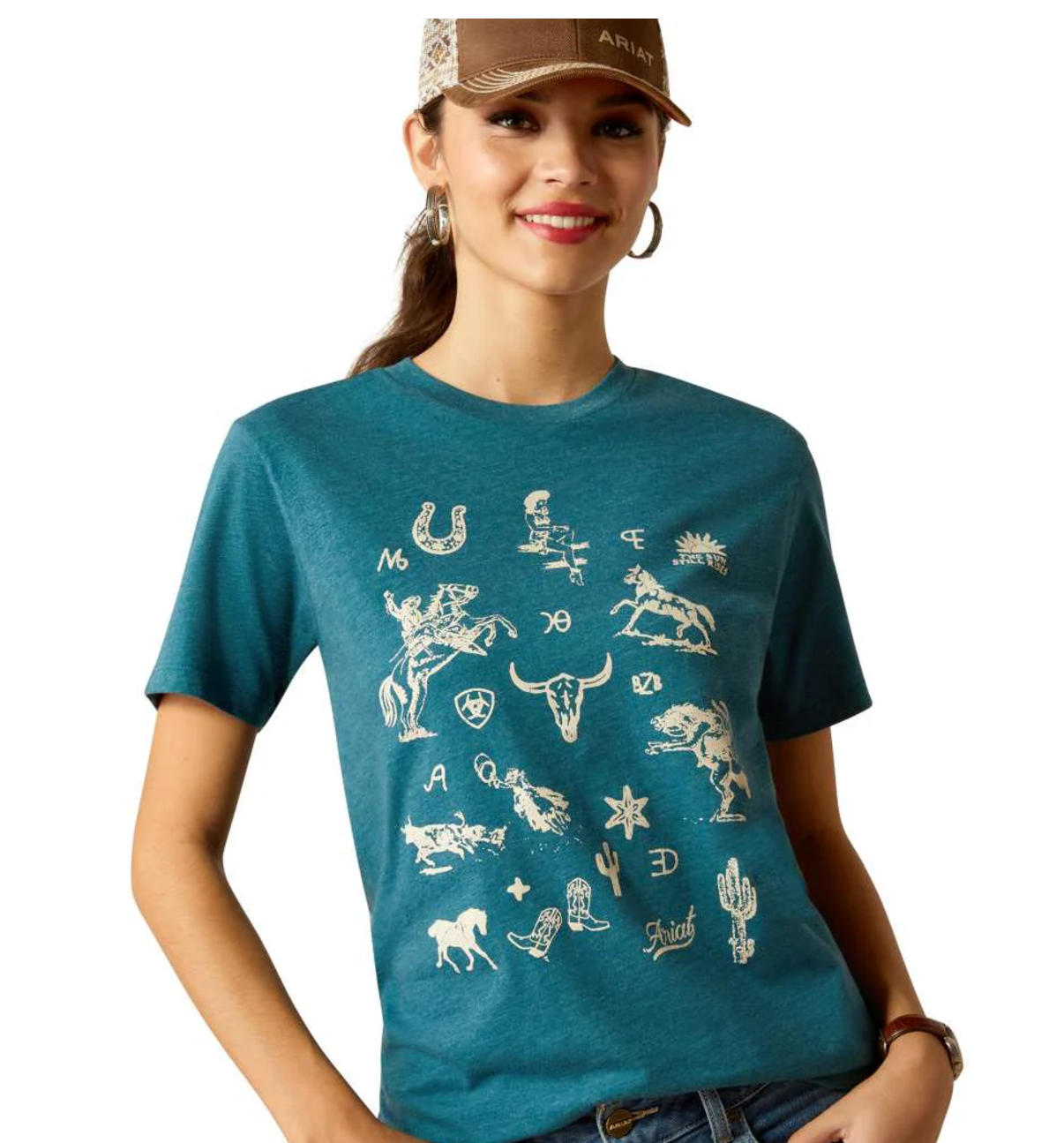 10052548 Ariat Women's Sketch Pad SS Tee Deep Sea heather