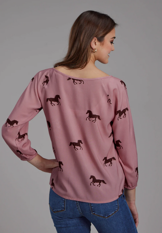 03-050-0590-6128 Roper Women's Five Star Collection LS Blouse Pink