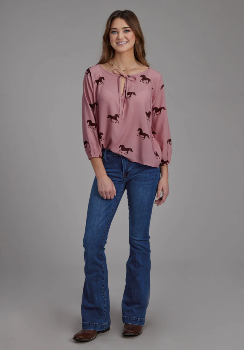 03-050-0590-6128 Roper Women's Five Star Collection LS Blouse Pink