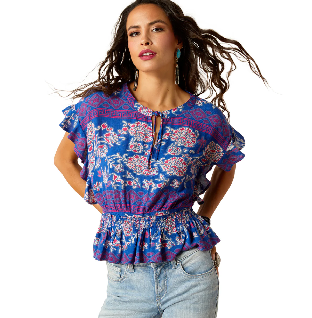 10051415 Ariat Women's Cortez SS Top Candelia Print