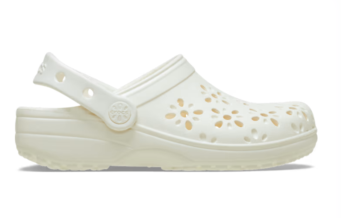 210927-0WV CROCS Classic Floral Cut Out Clog Chalk