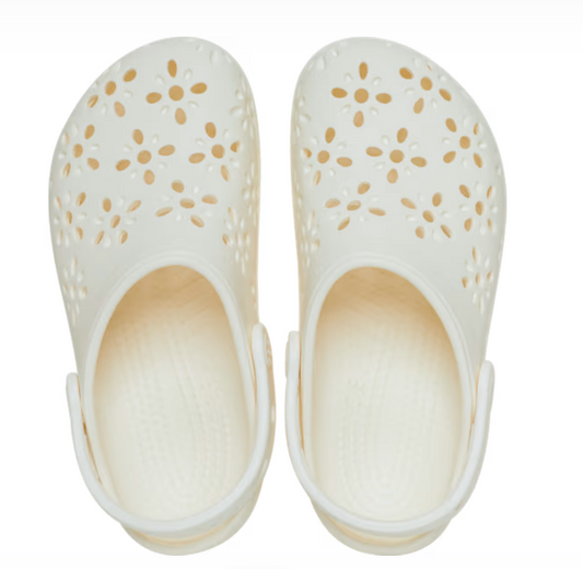 210927-0WV CROCS Classic Floral Cut Out Clog Chalk