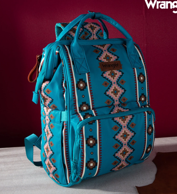WG2204-9110 Wrangler Aztec Printed Callie Backpack - Turquoise
