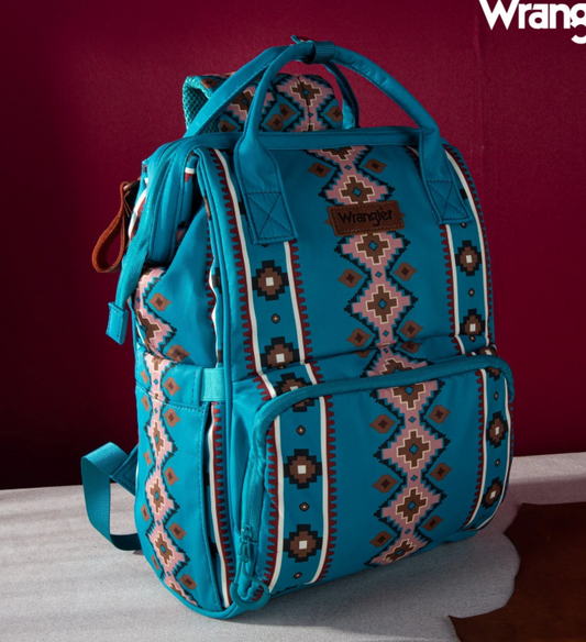 WG2204-9110 Wrangler Aztec Printed Callie Backpack - Turquoise