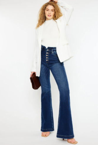 KC8602D-CV Kancan Blairen Ultra High Rise Flare Jeans- Curvy