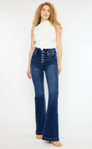 KC8602D-CV Kancan Blairen Ultra High Rise Flare Jeans- Curvy