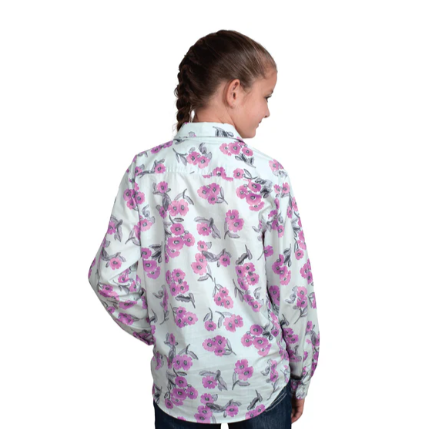 GWLS2509 Just Country Girl's Harper Half Button Workshirt Sea Mist