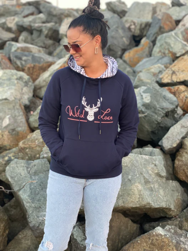 34381 Wild Lace Women's Navy Hoodie