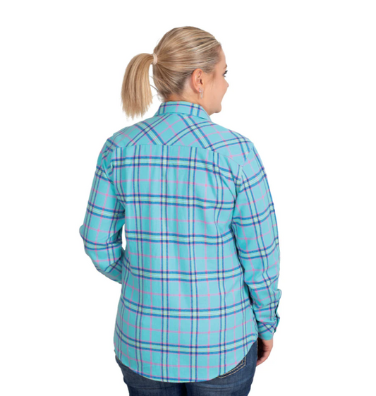 50502254 Just Country Women's Brooke Work Shirt Flannel Turquoise