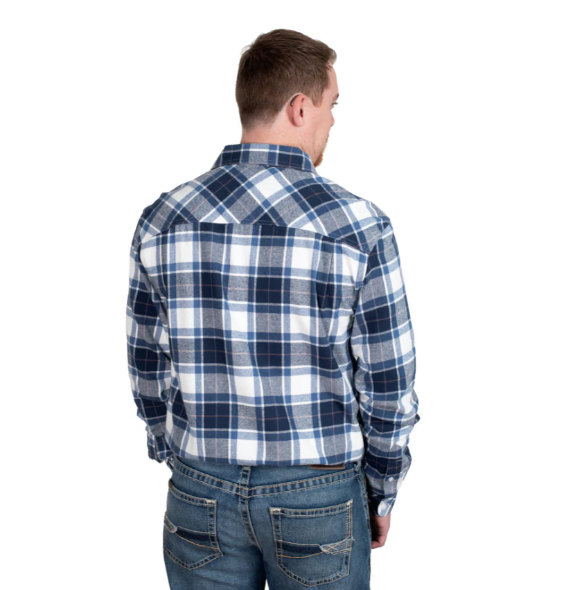 20202254 Just Country Men's Evan Work Shirt Flannel Navy/ Blue/ White