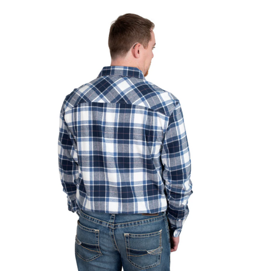 20202254 Just Country Men's Evan Work Shirt Flannel Navy/ Blue/ White