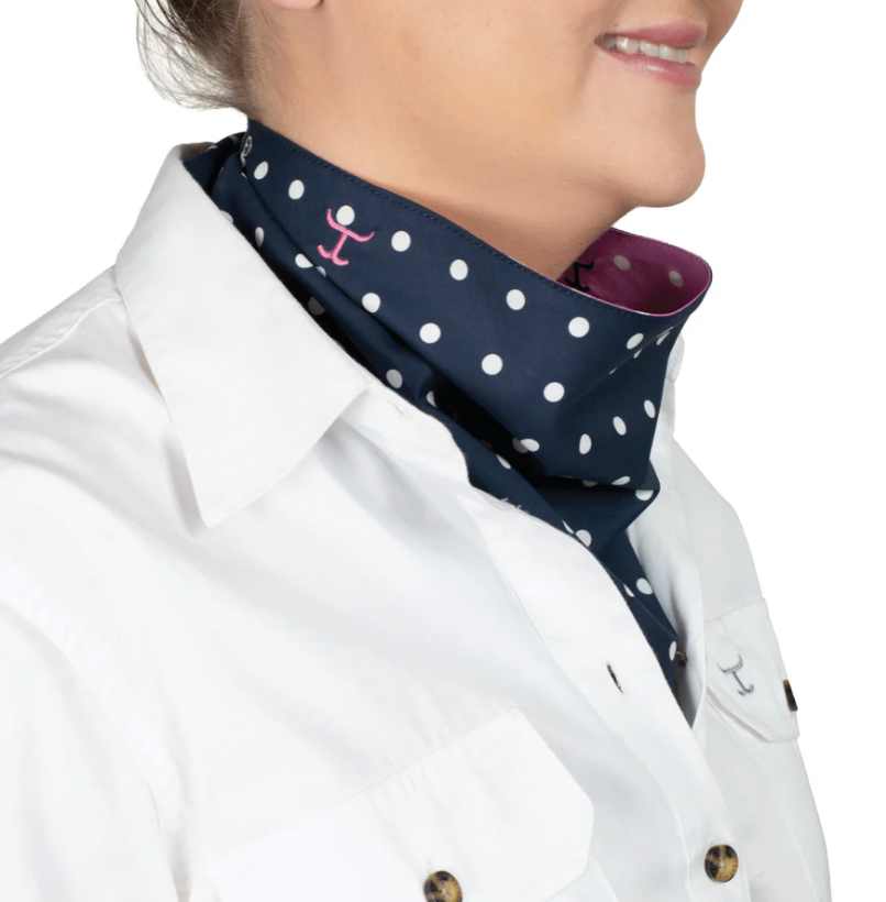 SCF2503 Just Country Carle Double Sided Scarf Radiant Orchid/Navy Dot's
