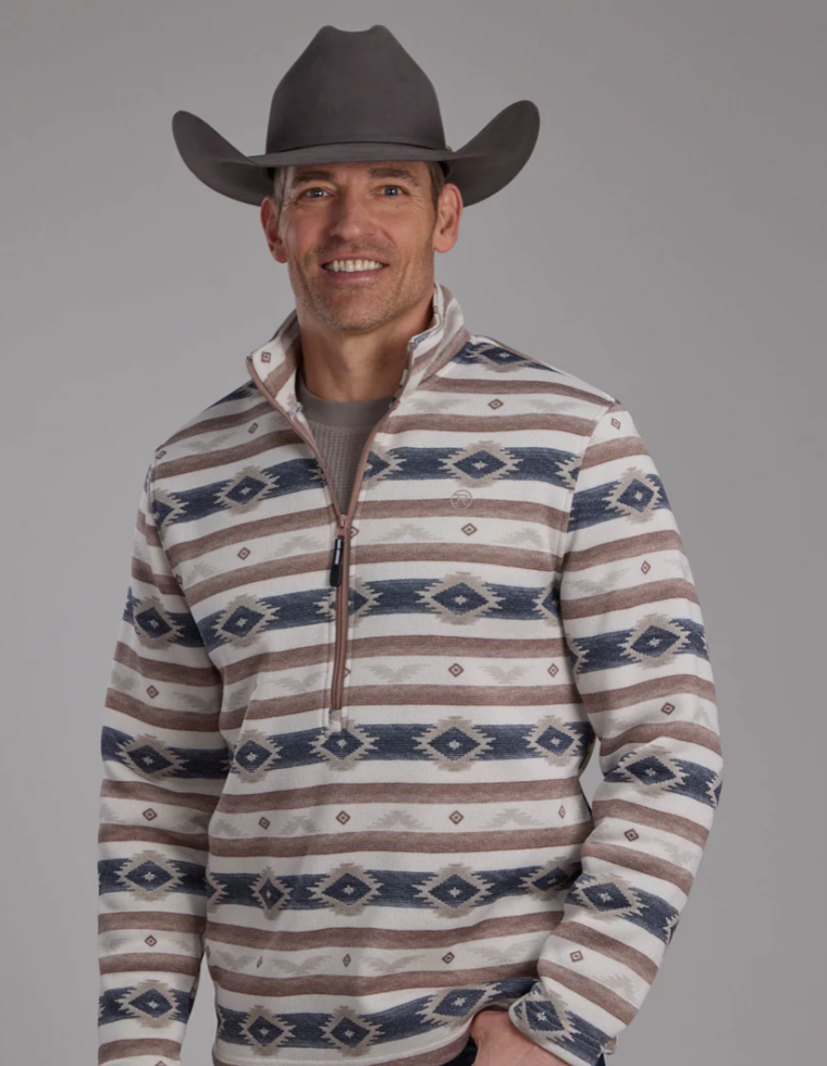 03-014-0120-6181 Roper Men's Knit Pullover Print Brown