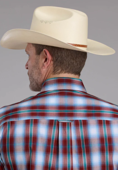 03-002-0379-3018 Roper Men's Plaid Red SS Shirt