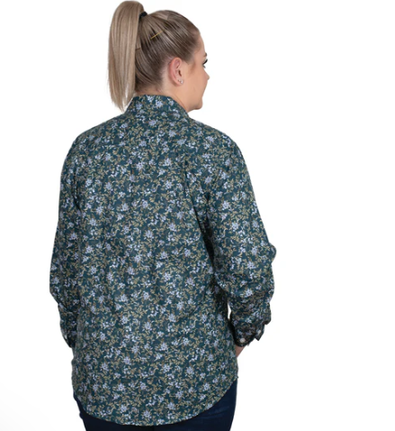 WWLS2523 Just Country Women's Georgie Workshirt-Ponderosa Pine Forget-Me-Not