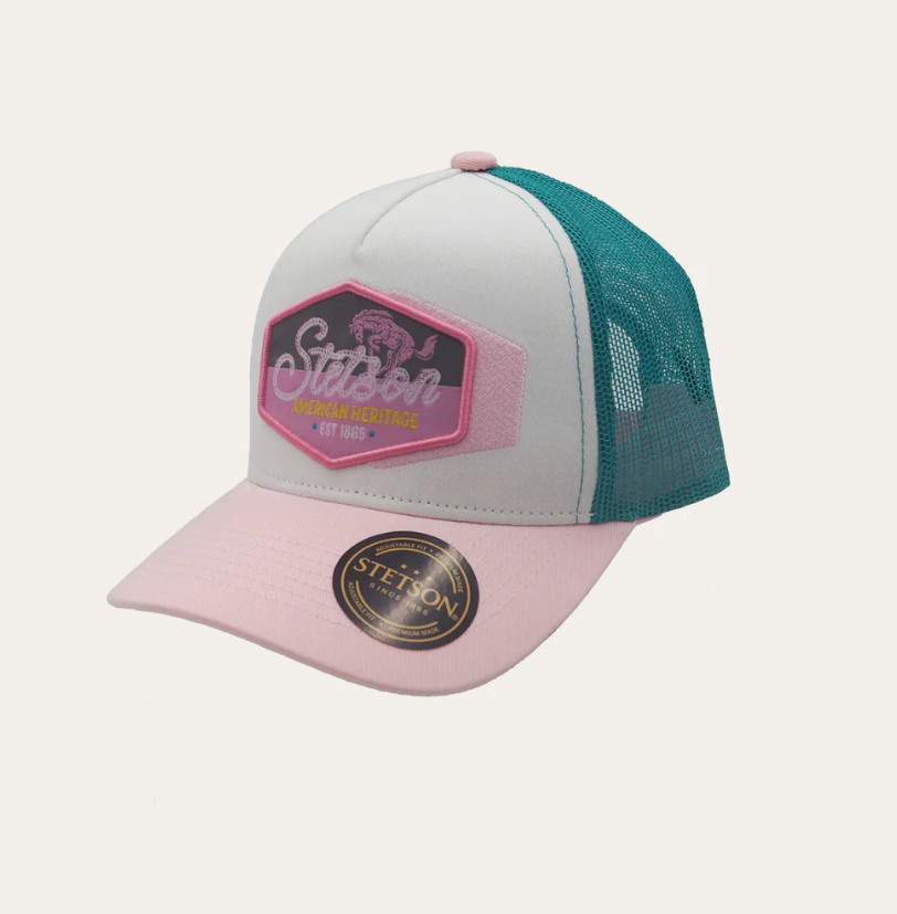 YSCAP02 STETSON KIDS BRONCO TRUCKER CAP PINK